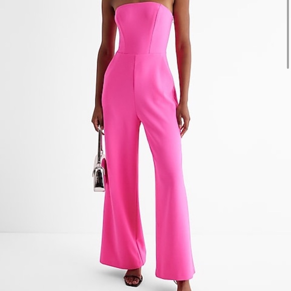 Express Pants - FLATTERING! Express One Piece Wide Leg Strapless - Hot Pink- Size Medium.